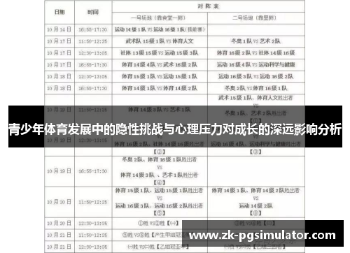 青少年体育发展中的隐性挑战与心理压力对成长的深远影响分析