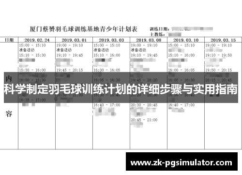 科学制定羽毛球训练计划的详细步骤与实用指南 科学制定羽毛球训练计划的详细步骤与实用指南